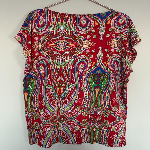 Lauren Ralph Lauren Womens Paisley Top XL Colorful Feminine Quiet Luxury Boho - Picture 5 of 5